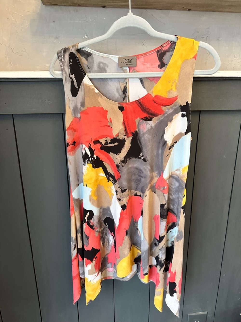 Jostar Abstract Graphic Wearable Art Multicolor Sleeveless Tunic Sz S